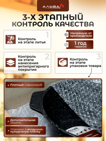 Ковш с крышкой 1,7 л антипригарный литой со съёмной ручкой от магазина «Альва»